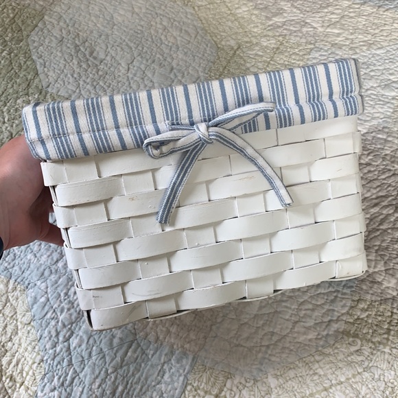 Other - Cute white lined decor basket woven basket